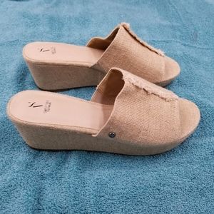 Simply Vera Vera Wang Womens New Braeburn Natural Beige Slide on Wedge Sandal 10